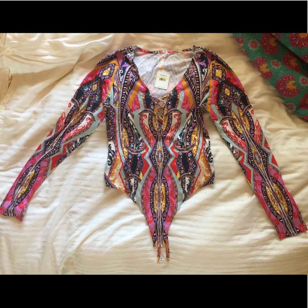 Lace-up Colorful Free People Bodysuit